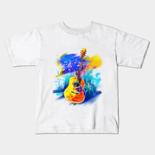 Hand Painted Music Guitar Kids T-Shirt